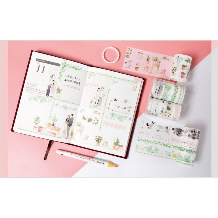 Set băng dính washi tape trang trí planner scrapbook WST133