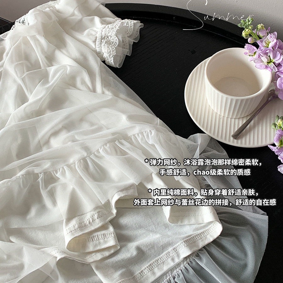 Bộ Đồ Ngủ Pajamas Cotton Nguyên Chất Phong Cách Công Chúa Phương Tây Mùa Hè Mới Cho Nữ