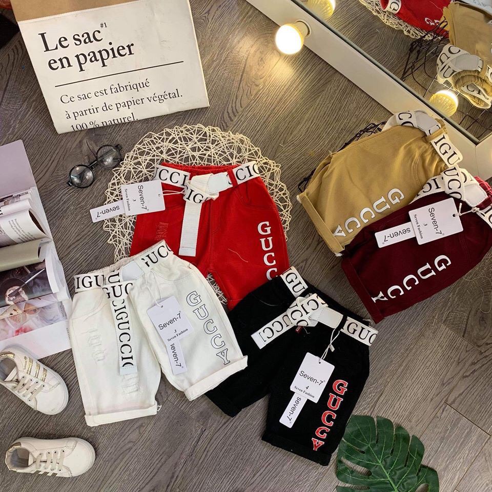 Quần kaki Guchi KÈM THẮT LƯNG cực chất cho bé trai - QKGTL