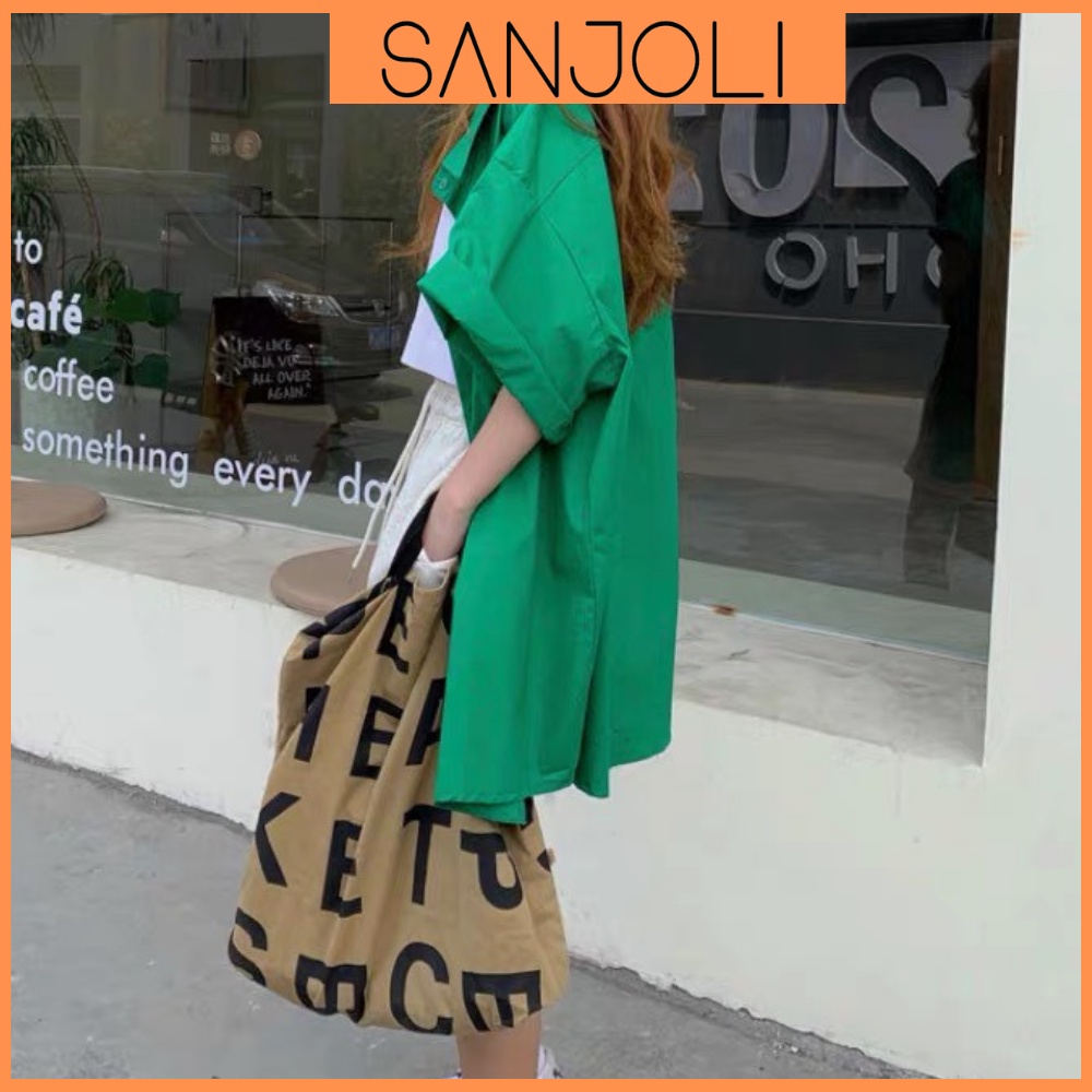 Áo Sơ Mi Form Rộng SANJOLI Áo So Mi Nữ Kiểu Oversize Tay Ngắn Thiết Kế Hàn Quốc Hot Trend AO058 | BigBuy360 - bigbuy360.vn