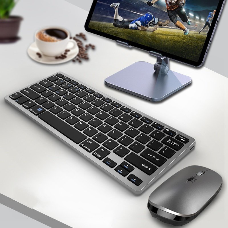 Bộ Bàn phím chuột không dây mini W616C - pin sạc Cổng TypeC - đa kết nối bluetooth 5.0 + 3.0 + Usb wireless 2.4G