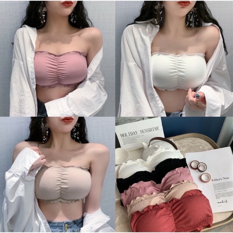 HotÁo bra quây cài sau cotton tăm bèo nhún cực xinh