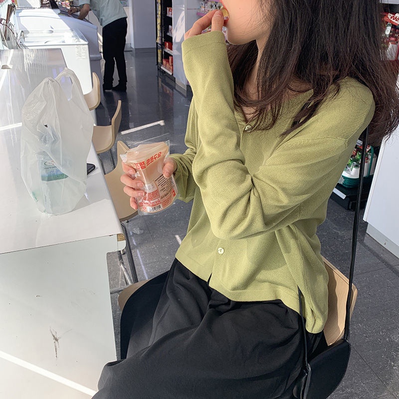 Áo cardigan dệt kim tay dài dáng rộng chống nắng thời trang mùa thu dành cho nữ