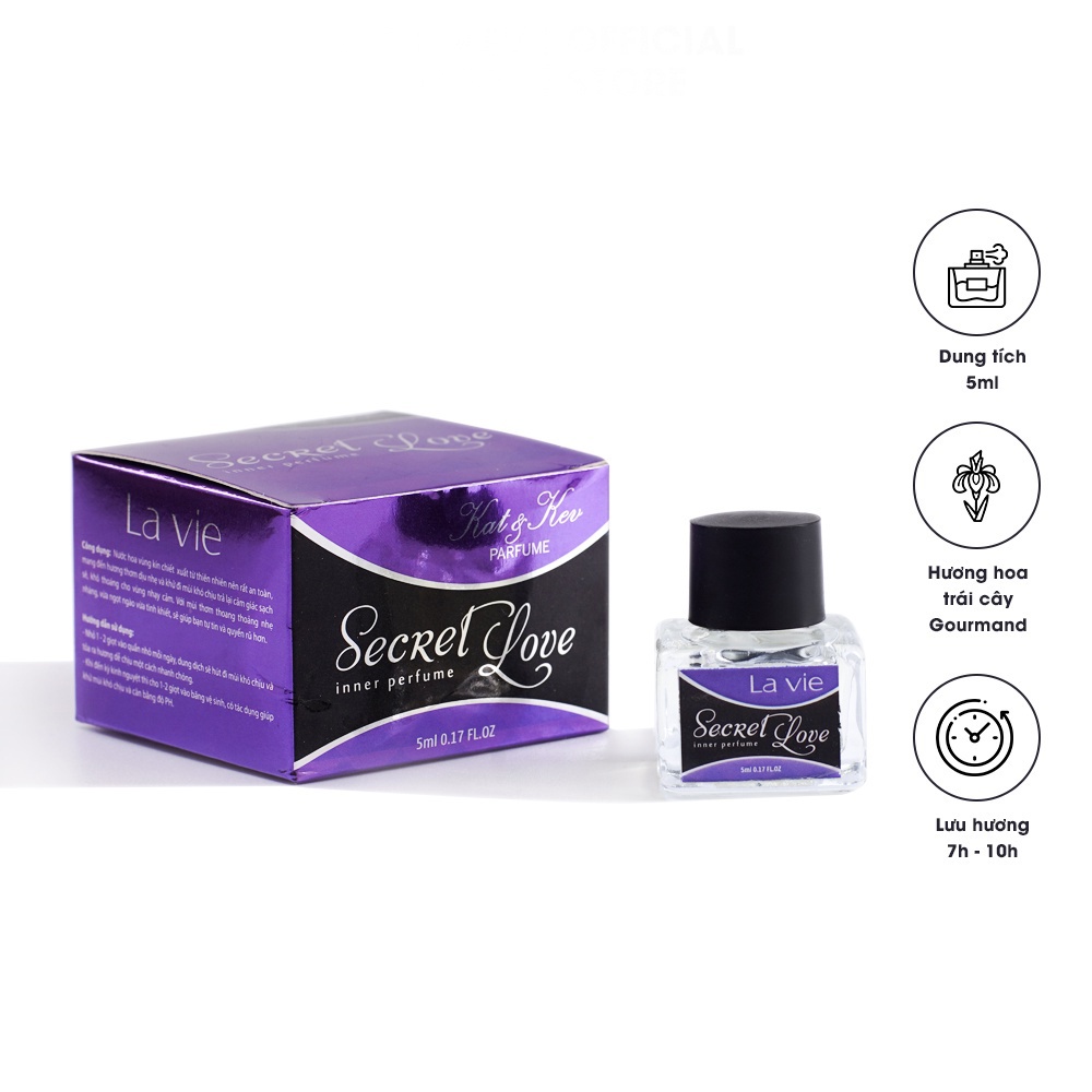 Nước hoa vùng kín nữ Lavie Kat & Kev Parfume Secret Love thơm lâu, an toàn hàng chính hãng (Chai 5ml)