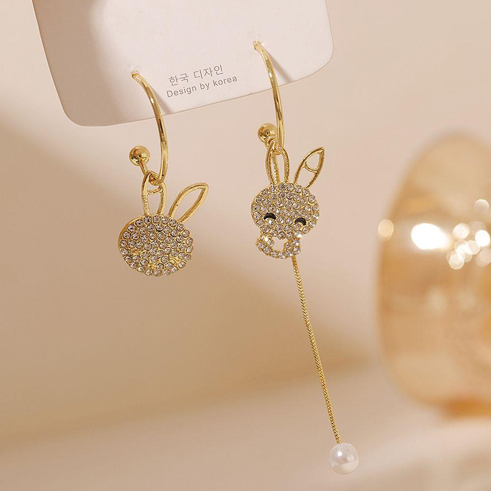 VANES1 Khuyên Tai Tua Rua Hình Thỏ Dễ Thương