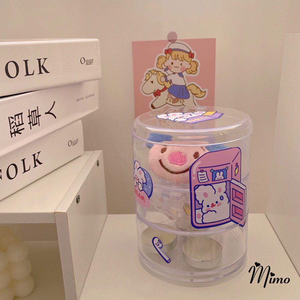 Hộp trong suốt để bàn cao cấp 2 lớp dùng đựng trang sức, đồ cá nhân, dụng cụ trang điểm nhiều tầng xoay độc đáo