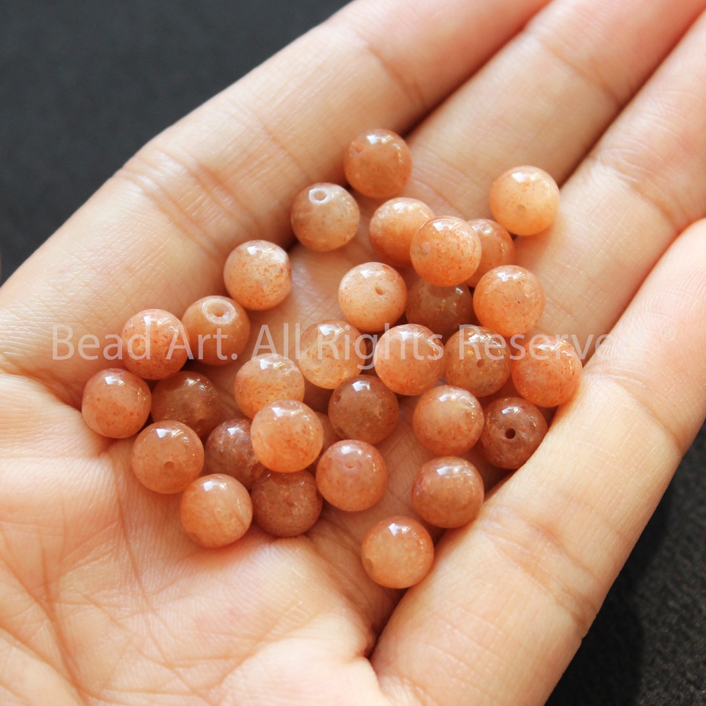 6MM Đá Sunstone  A Màu Cam, Phối Vòng Tay Phong Thuỷ, Chuỗi Hạt, Mệnh Hoả, Thổ S50
