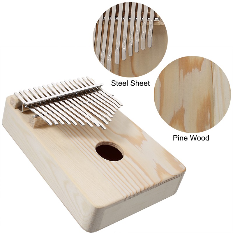 Đàn Kalimba 17 phím chất liệu gỗ mahogany kích thước 18*13*3.5cm có thể tự trang trí tại nhà