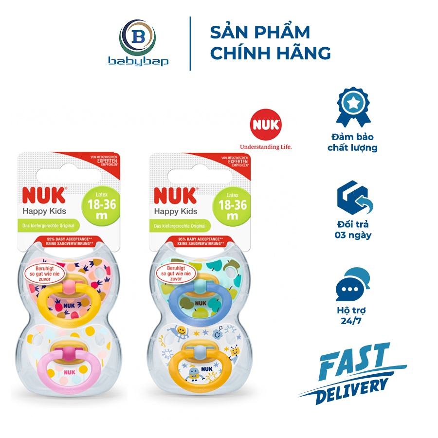 Bộ 2 Ti Giả NUK Classic Cao Su Có Nắp Đậy Giữ Vệ Sinh