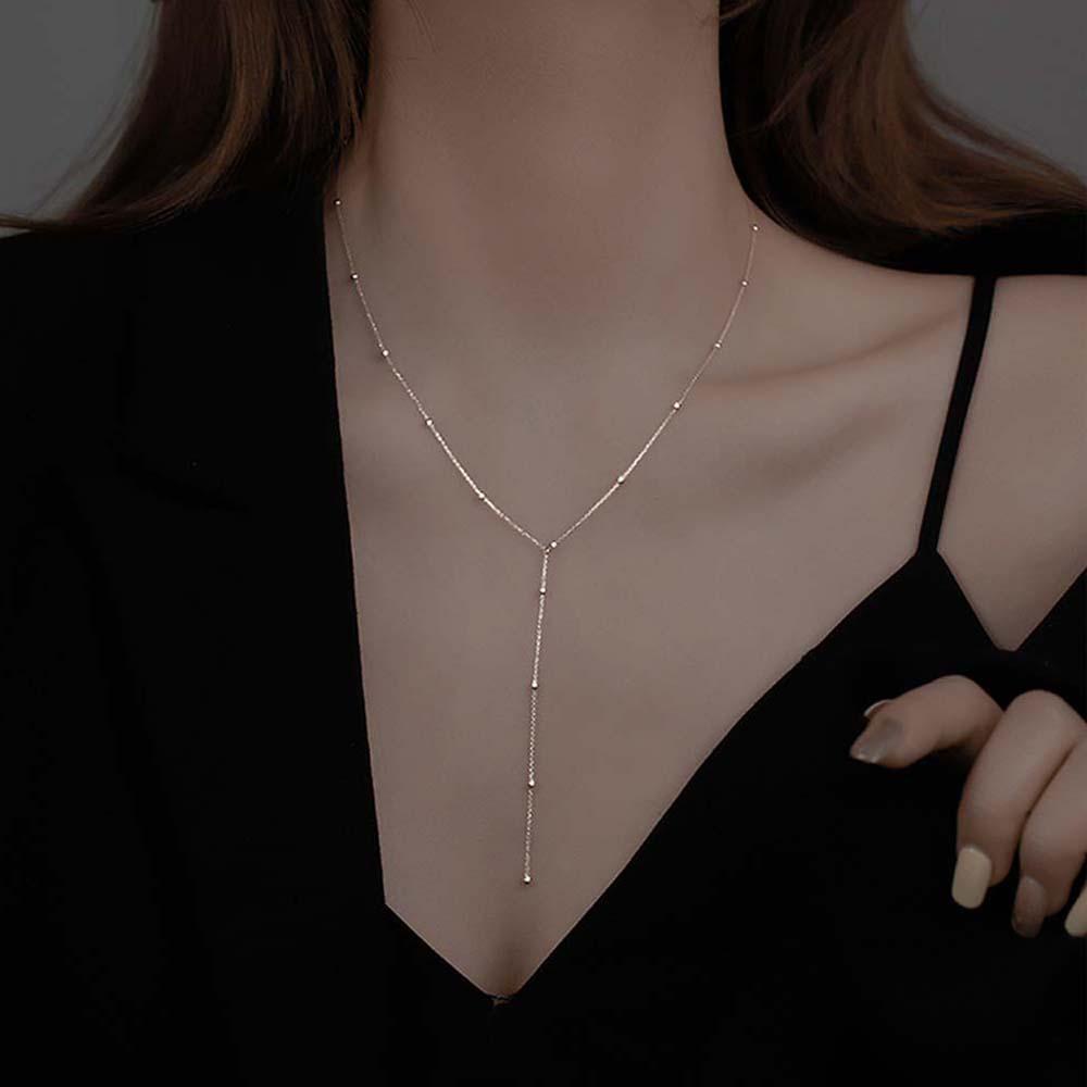 ANEMONE Vòng cổ Choker Dáng Dài Đính Hạt Đơn Giản Cho Nữ