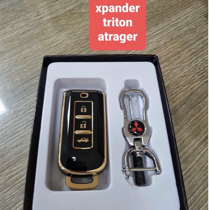 Ốp chìa khóa xe Mitsu Xpander, Outlander, Attrage kèm móc treo mẫu tráng gương