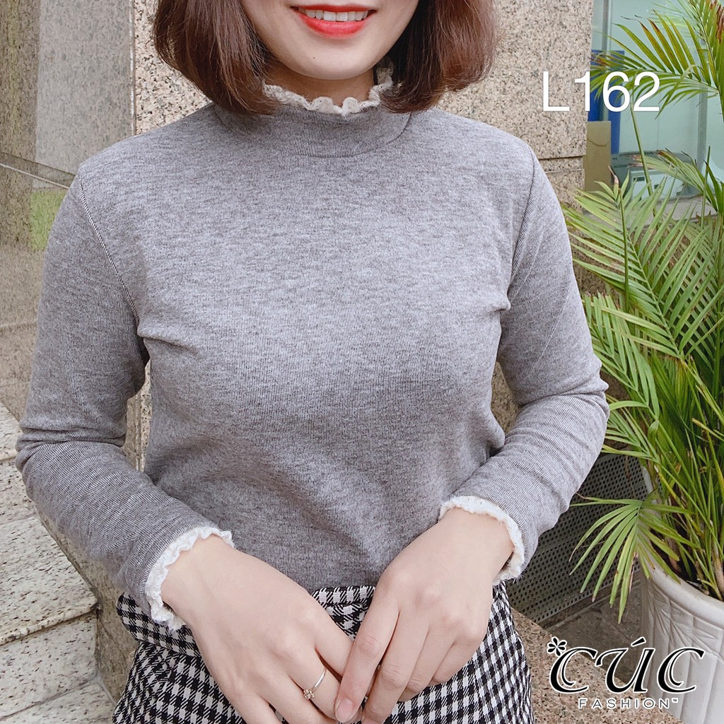 Áo thun tăm nữ Cúc Fashion dài tay cao cấp cổ 5 phân dáng ôm vải mềm co giãn len giữ nhiệt gân hộp AL07