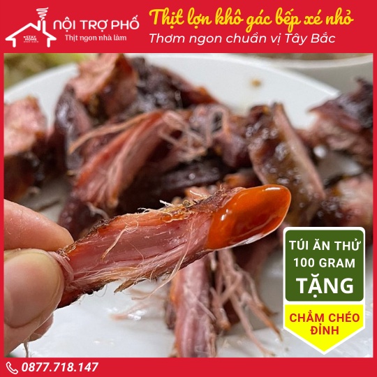 Thịt lợn khô xé nhỏ | Đặc Sản Thịt Lợn gác bếp Nội Trợ Phố | thơm ngon chuẩn vị 5⭐(100g) | Tặng CHẲM CHÉO ĐỈNH