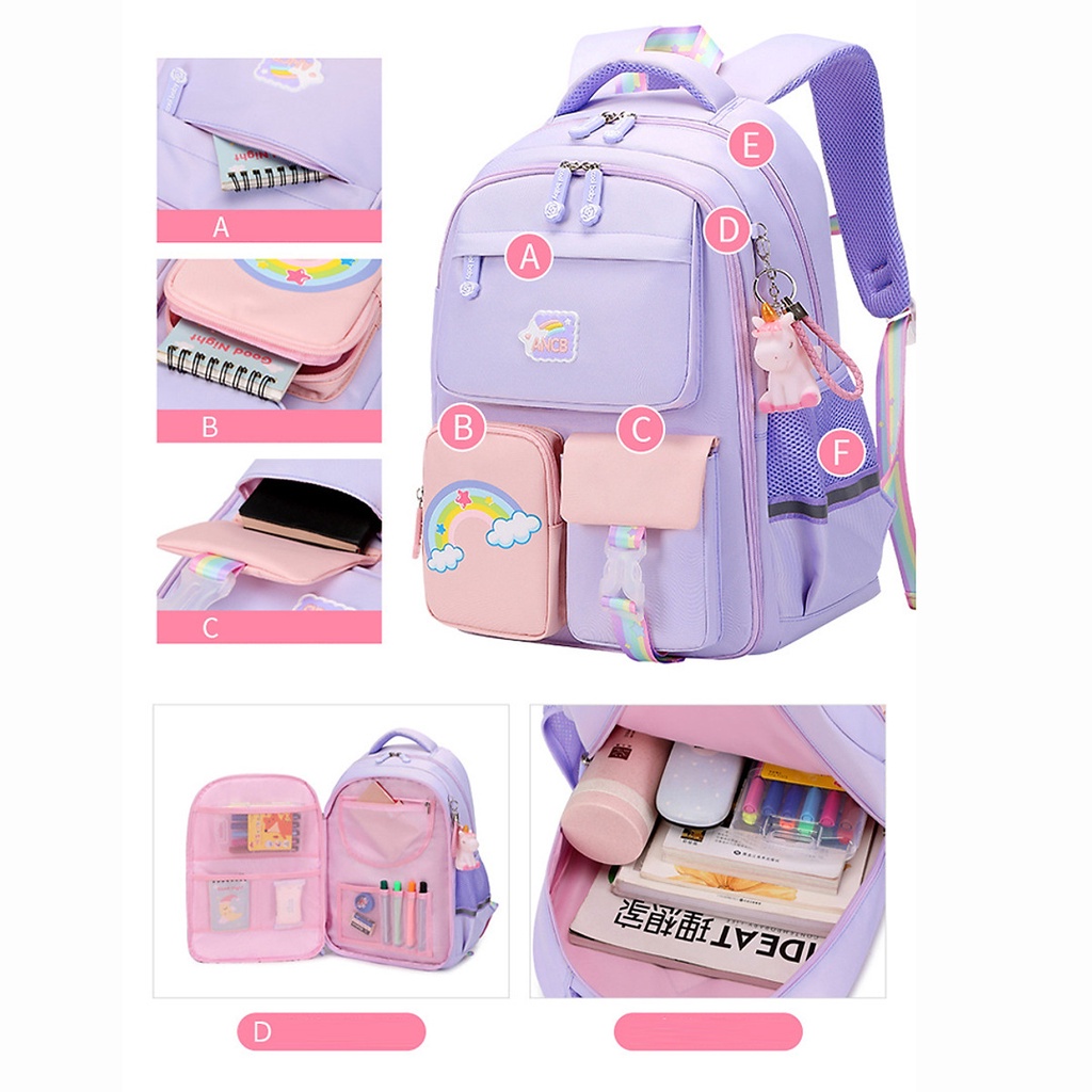 Ba lô học sinh bé gái siêu nhẹ chống nước cao cấp phong cách mới - BEE GEE HS1056