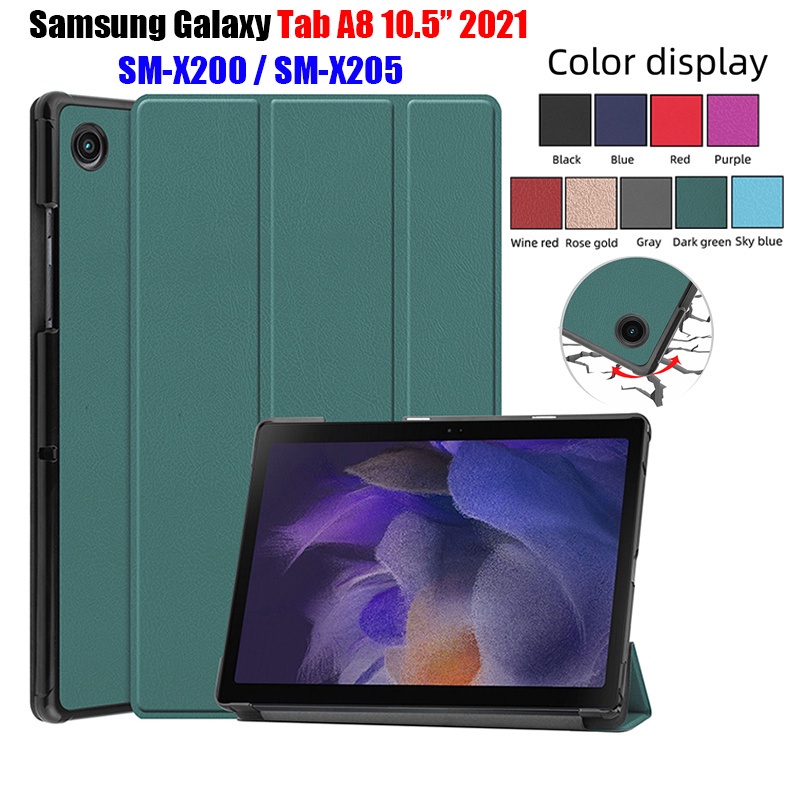 Bao da máy tính bảng PU tự động tắt mở màn hình màu trơn cho Samsung Galaxy Tab A8 10.5 inch (2021) SM-X200 SM-X205