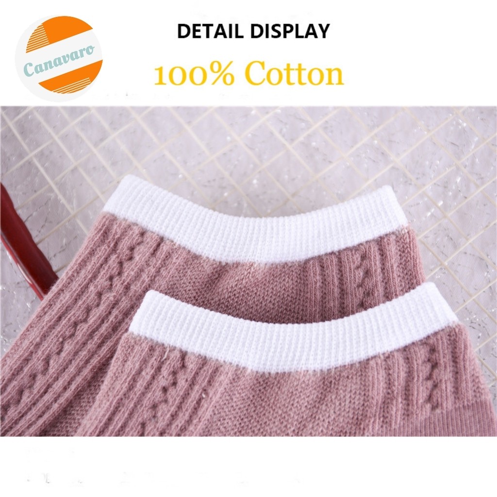 Tất nữ cổ ngắn cute xinh hàn quốc thời trang thoáng khí khử mùi kháng khuẩn 100% cotton CANAVARO SHOP TN01