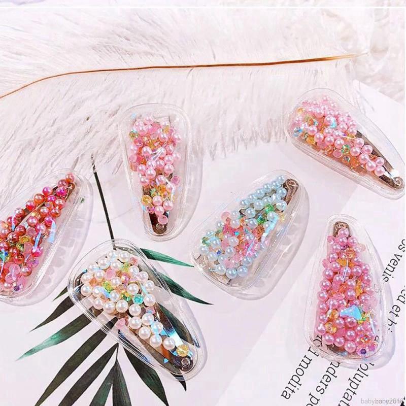 Kẹp tóc đính hạt giả ngọc trai cho bé