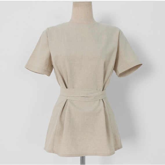 SUXI Áo Sơ Mi Công Sở Nữ Cổ Tròn Ngắn Tay Kiểu Hàn Quốc