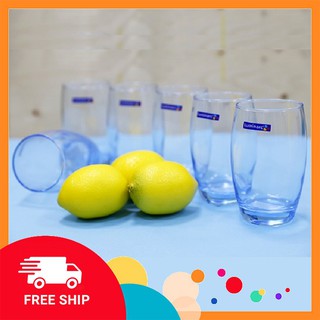 Cốc Thủy Tinh Uống Nước Đẹp Chịu Nhiệt Tốt Chính Hãng Luminarc J1585 Màu Xanh Dương 350ml.