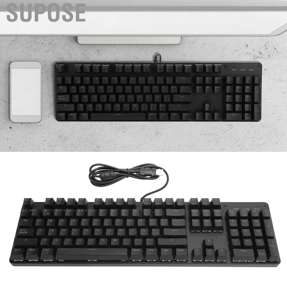 Supose PC Keyboard Color Mixed 104‑Key Spanish Blue Switch Notebook Gaming Computer Supplies