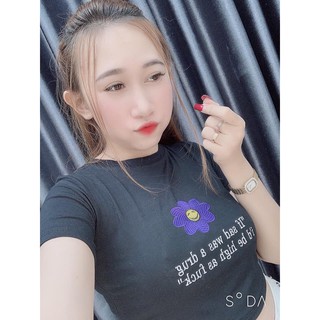 Áo croptop bông cúc tím mẫu mới cực xinh (kèm ảnh thật)