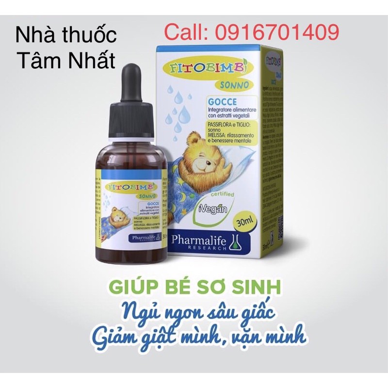 Fitobimbi sonno Giúp bé ngủ ngon sâu giấc tự nhiên Giảm giật mình vặn mình hiệu quả, Nhà thuốc tâm nhất