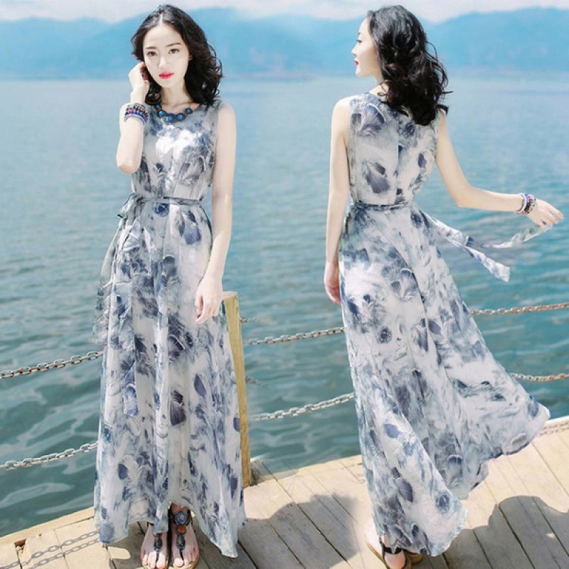 Đầm Dài Không Tay Phong Cách Bohemian Mẫu Mới 2022 AT1087
