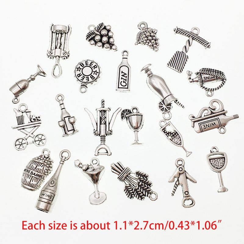 Bộ 63 Phụ Kiện Mặt Vòng cổ Hình Ly Rượu Vang Bằng Bạc Kiểu Cổ Điển DIY