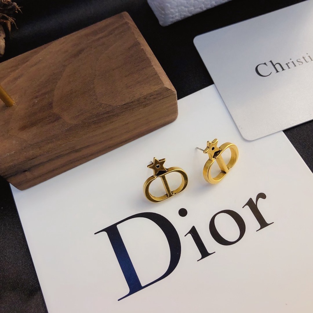 Khuyên Tai Tròn Khắc Chữ Dior Bằng Thép Titanium Thời Trang Cho Nữ