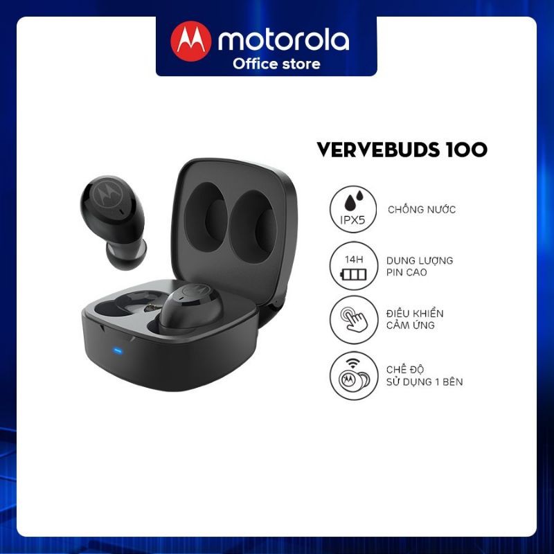 Tai nghe bluetooth Motorola không dây - VerveBuds100- Thời lượng pin 14h- Hỗ trợ đàm thoại thông minh