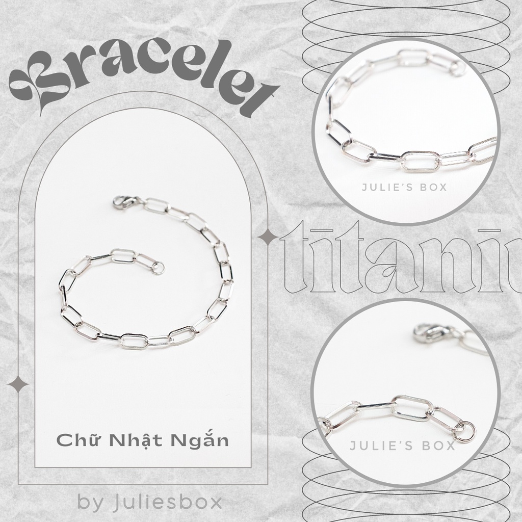 Vòng Tay Titan Basic Chain Unisex Màu Bạc Không Đen Không Gỉ Không Phai Màu Không Ngứa Bền julies box bracelet