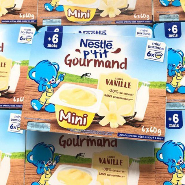Váng sữa Nestle pháp vỉ 6 hộp*60g vani date mới 2023