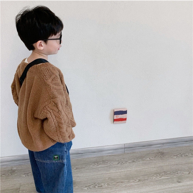 Áo khoác Cardigan dệt kim form rộng phong cách Hàn quốc cho bé trai