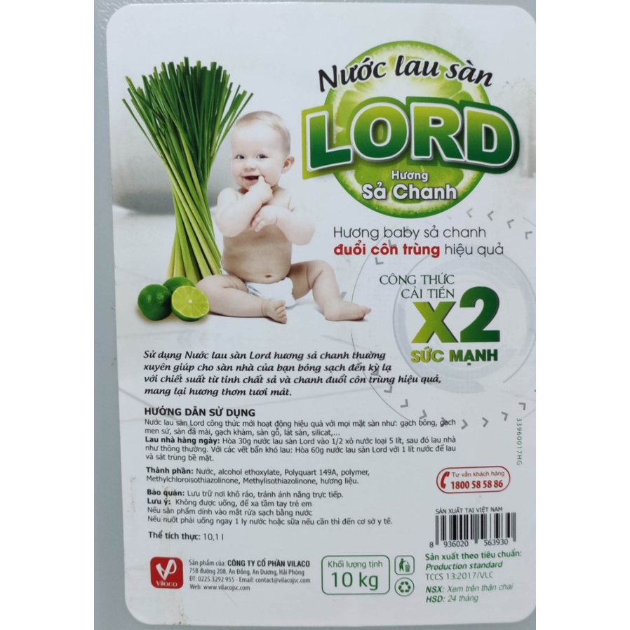 Nước lau sàn Tinh Dầu Sả Chanh Lord 10kg