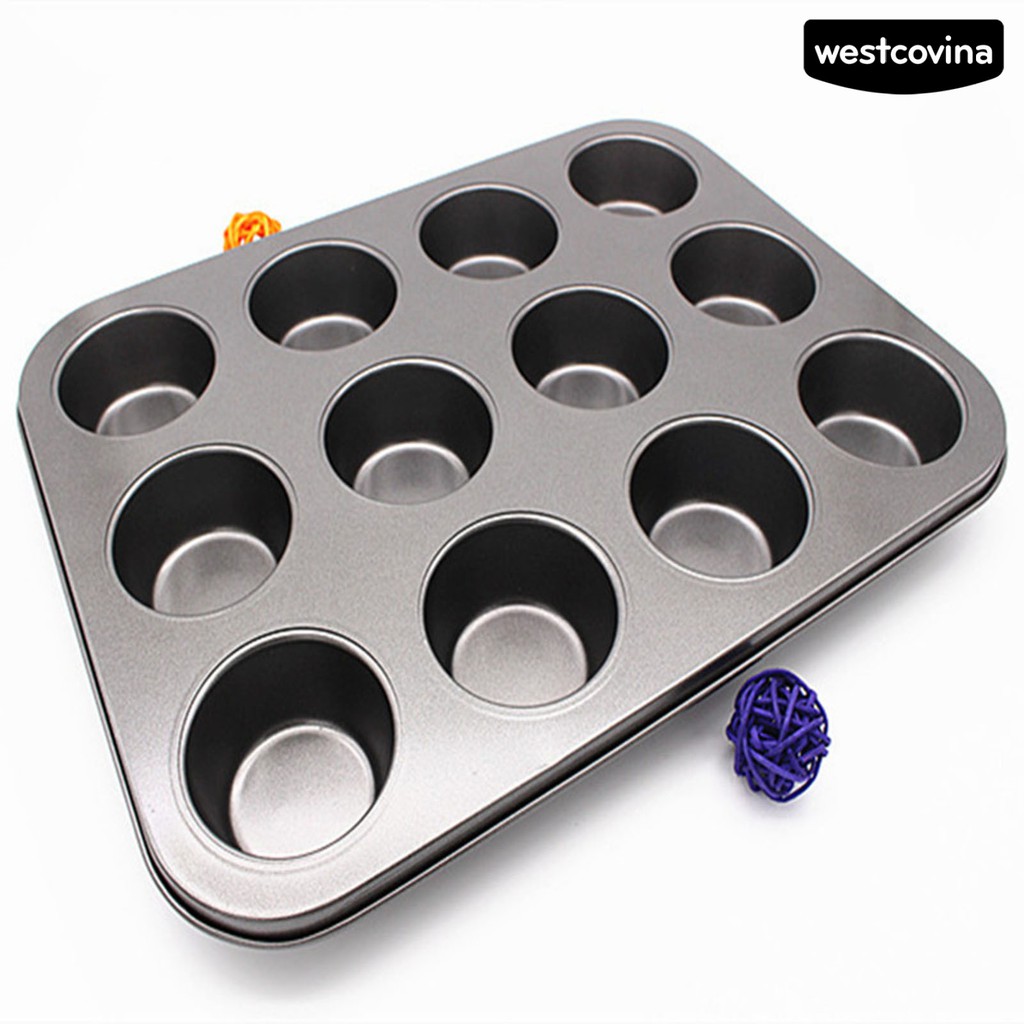 Khuôn thép carbon 12 lỗ chống dính làm bánh nướng xốp muffin