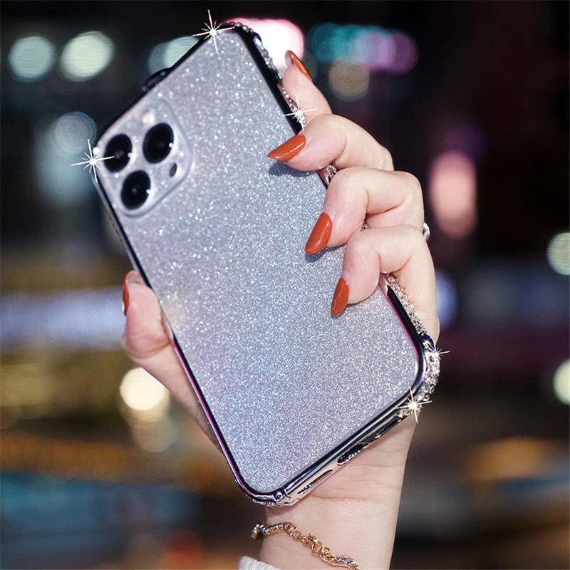 Ốp Điện Thoại Viền Nhôm Đính Đá Giả Kim Cương Cho Iphone 13 12 11 Pro Max Iphone XS Max Xr X XS