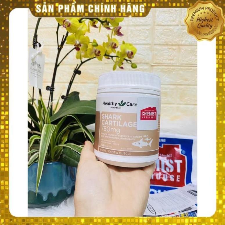 Viên uống Shark Cartilage 750mg Sụn Vi Cá Mập Healthy Care 200 viên - Hỗ trợ xương khớp