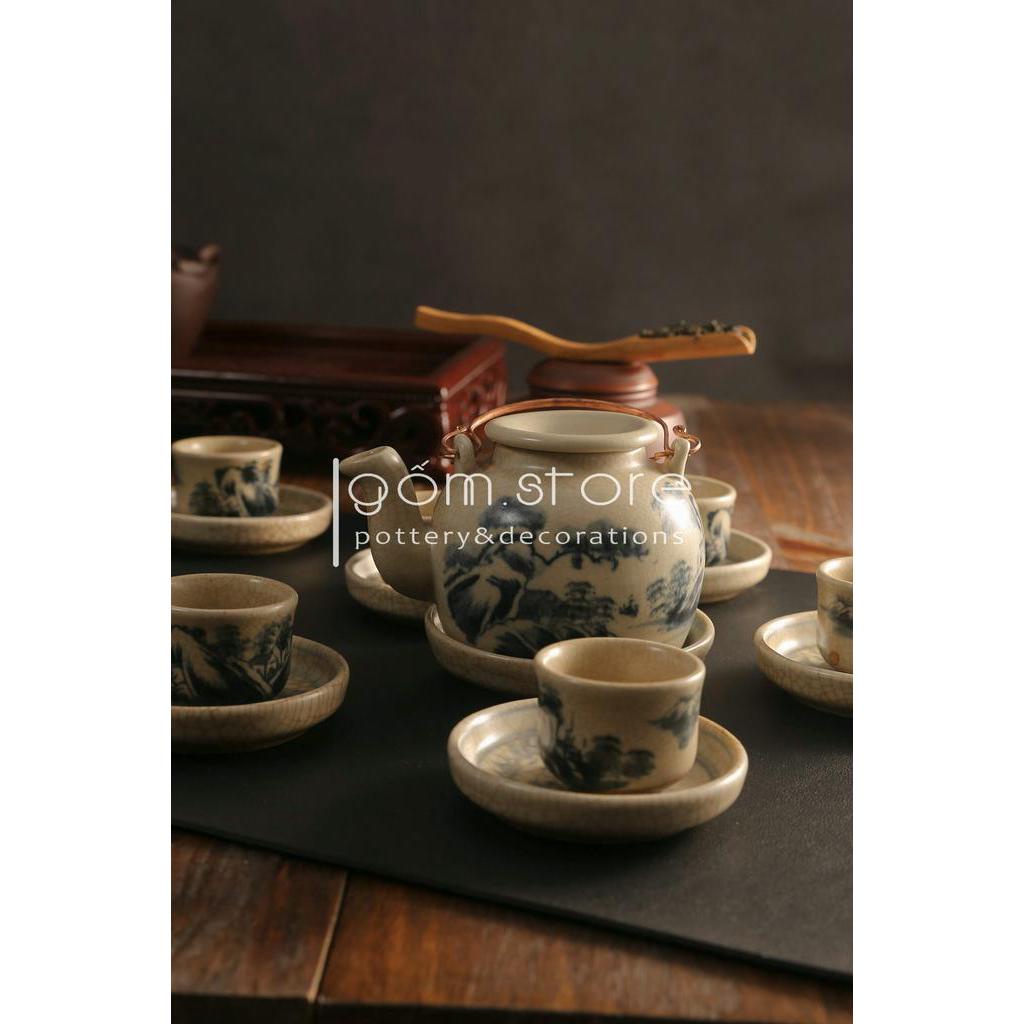 Ấm lẻ men rạn giả cổ không bọc gốm sứ Bát Tràng
