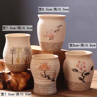 ⚡Freeship Extra⚡ Bộ 4 chậu đất nung Hoa Mai Siêu Xinh Phù hợp để trồng sen đá hoặc các cây cảnh mini, cây để bàn.