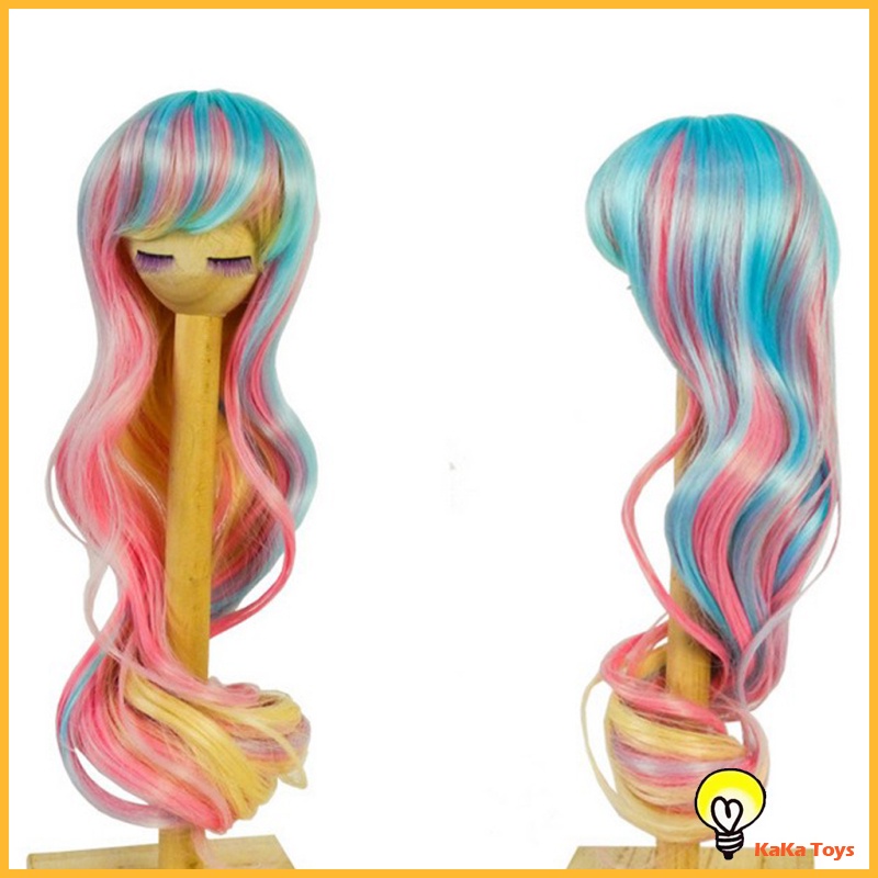 [KaKa Toys]1/3 BJD Doll Long Curly Wig Hair for 60cm Night Lolita Doll Accs Pink Blue