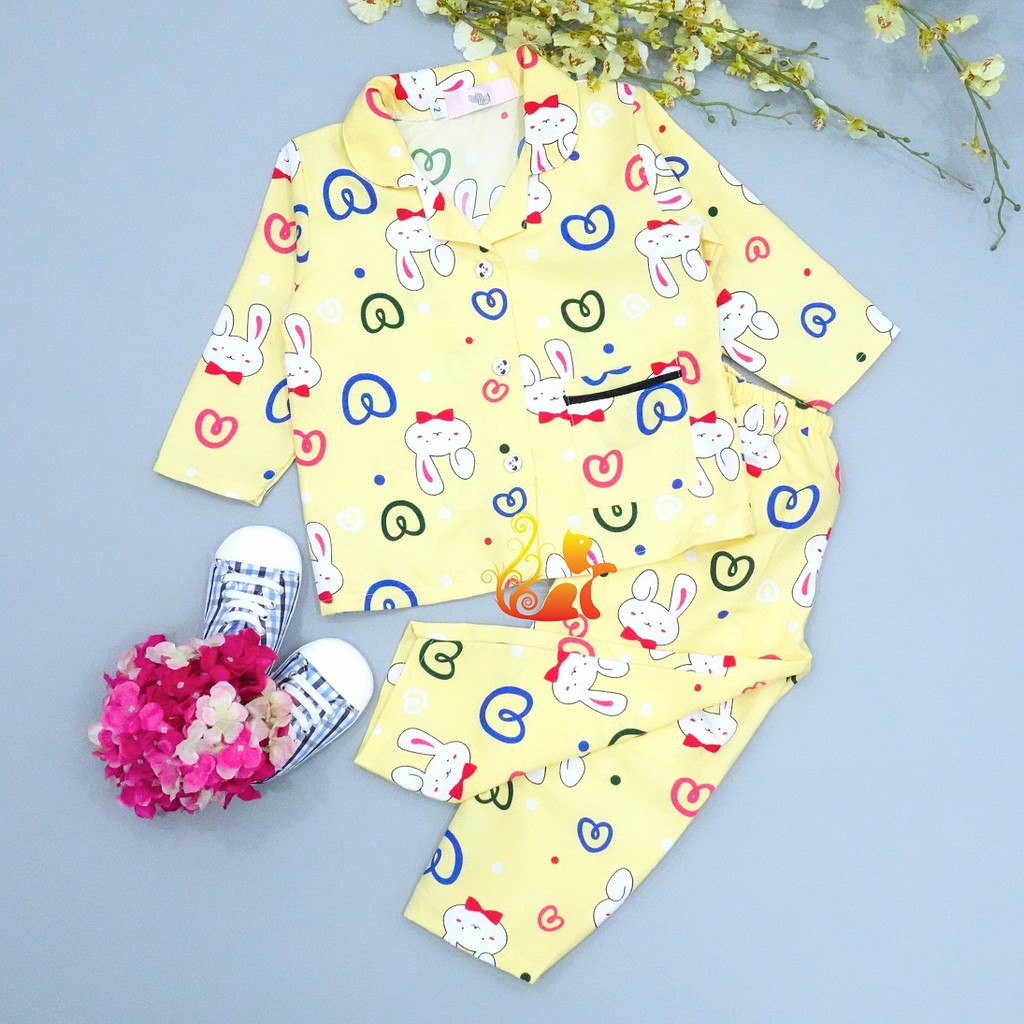 Đồ Bộ Mặc Nhà Pijama Kate Thái Quần Dài - &quot;Thỏ - Tim&quot; - Cho Bé 8-25kg