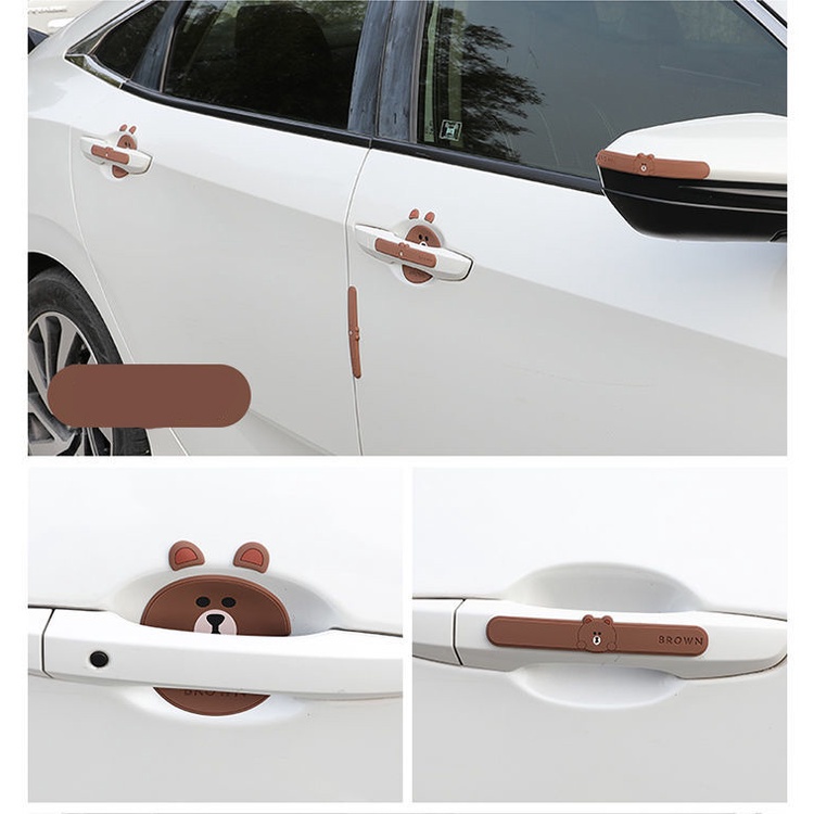 Miếng Dán Trang Trí Tay Nắm Cửa Xe Hơi Chống Va Chạm Chống Trầy Xước Họa Tiết Hoạt Hình Dễ Thương