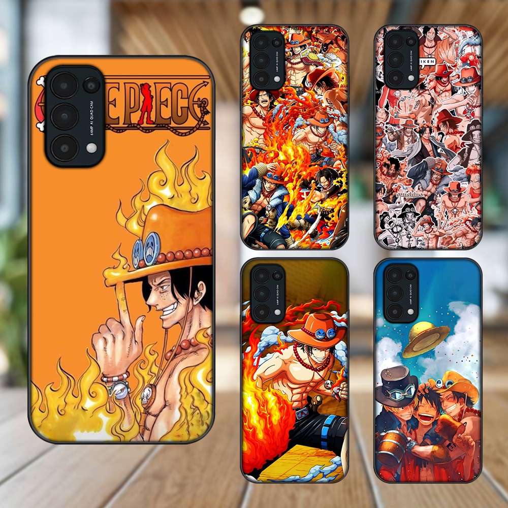 Ốp lưng Oppo Reno 5 viền đen in hình Ace One Piece