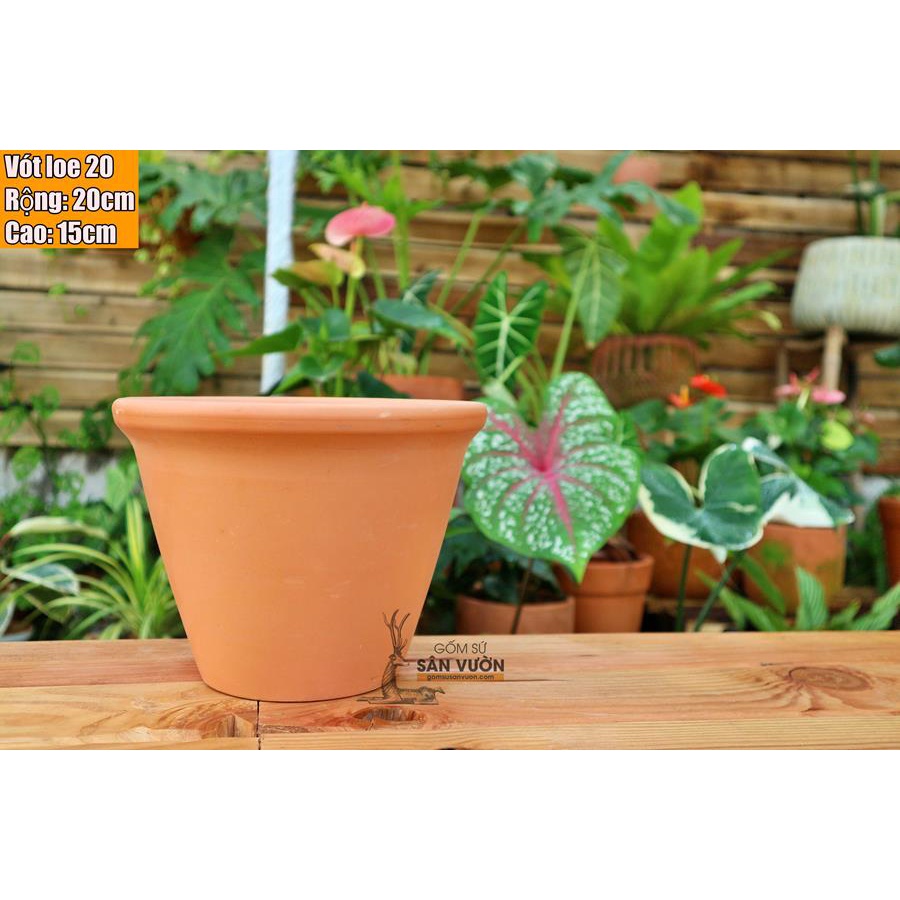 Chậu trồng cây gốm đất nung  DÁNG VÓT LOE - gốm sứ sân vườn Bình Dương chất lượng cao