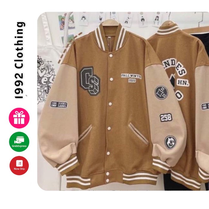 Áo Khoác Nỉ Bomber Jacket  Chữ CS KNN13 Nam Nữ Unisex kiểu dáng Ulzzang