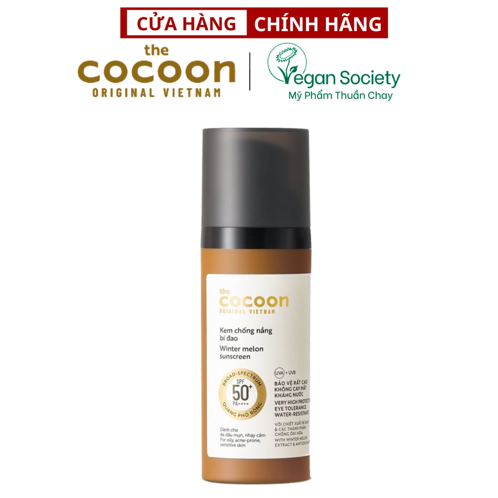 Kem chống nắng bí đao quang phổ rộng, bảo vệ rất cao SPF 50 +, PA ++++ Cocoon 50ml