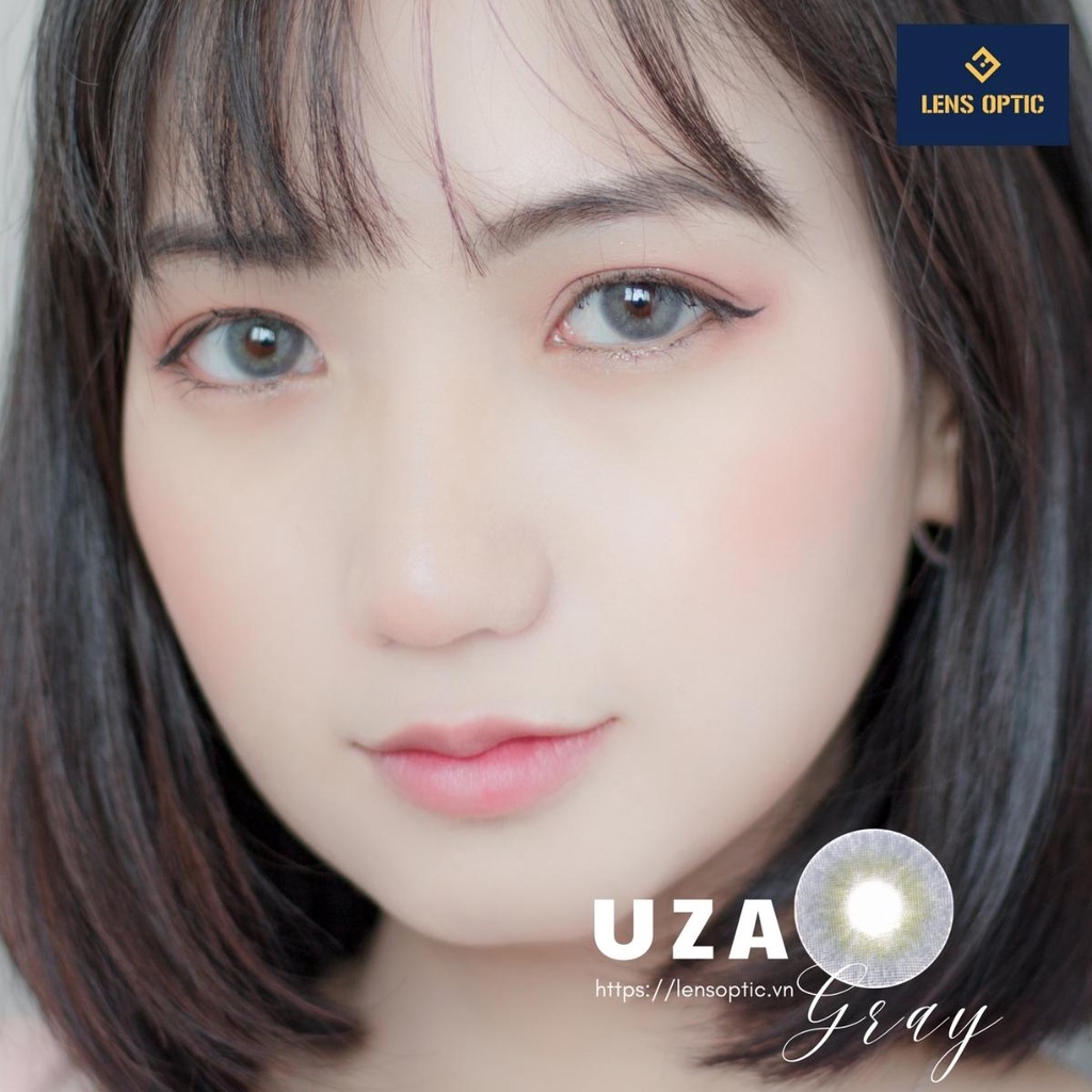 Lens mắt màu xám tây áp tròng Uza gray 14.0mm 6 tháng, kính áp tròng có độ cận -0.00>-6.00- Lens Optic