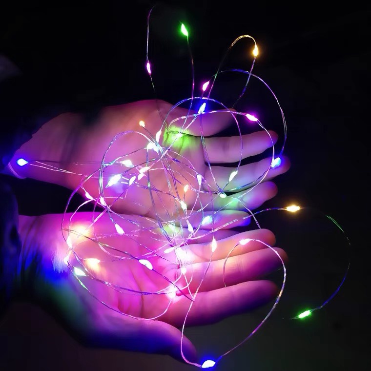 Dây đèn led dài 2m dùng để trang trí không gian mang lại sự ấm cúng, đèn led đom đóm fairy light tặng pin