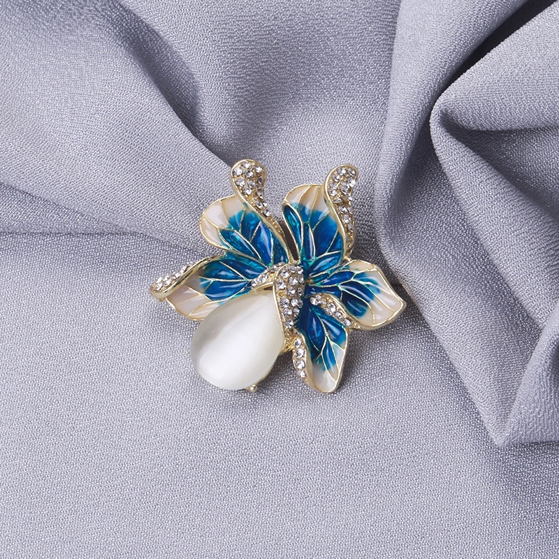 Ghim Cài Áo Hình Hoa Đính Đá Opal Sang Trọng 2 Màu Tùy Chọn Chất Lượng Cao Thời Trang Cho Nữ