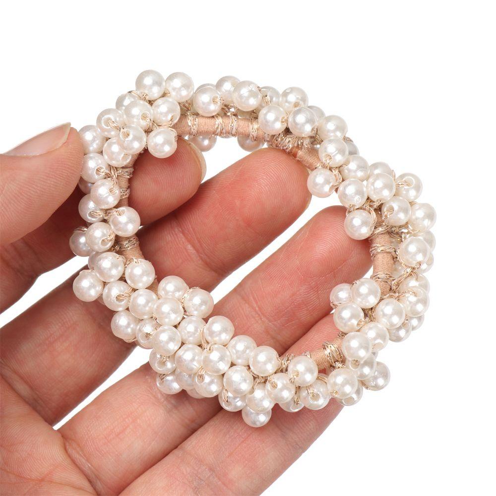 MIH Dây Cột Tóc Cao Su Đính Ngọc Trai Thời Trang